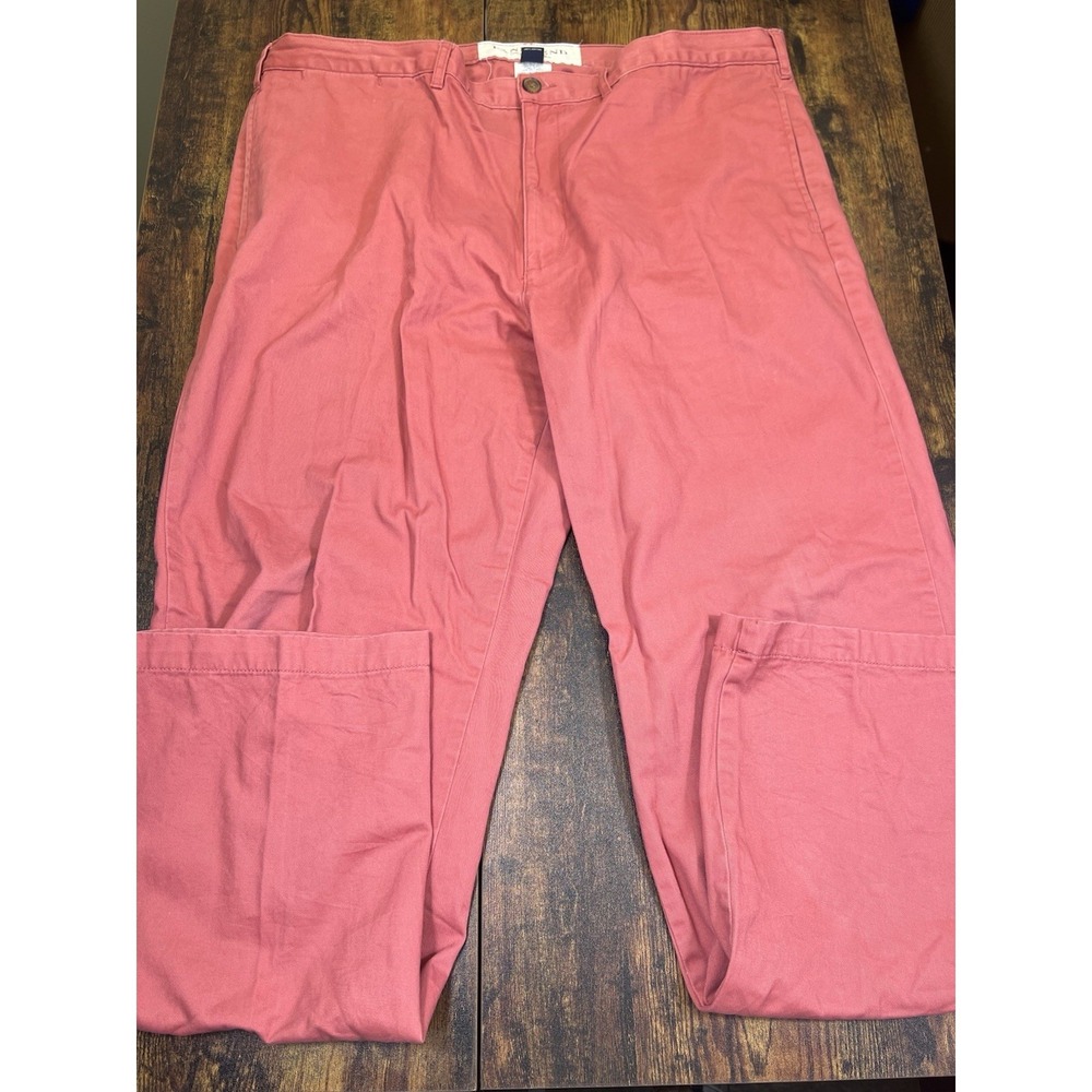 Lands End Mens Size 40x31 Coral Traditional Fit Casual Pants Cotton Blend Salmon